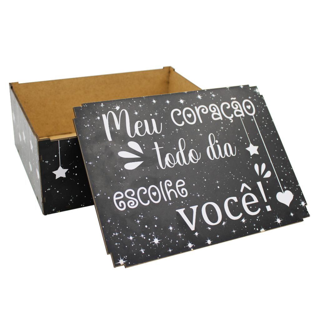 Caixa Presente Meu Coração Todo Dia Escolhe Você 23x17x9 em Oferta na Shopee