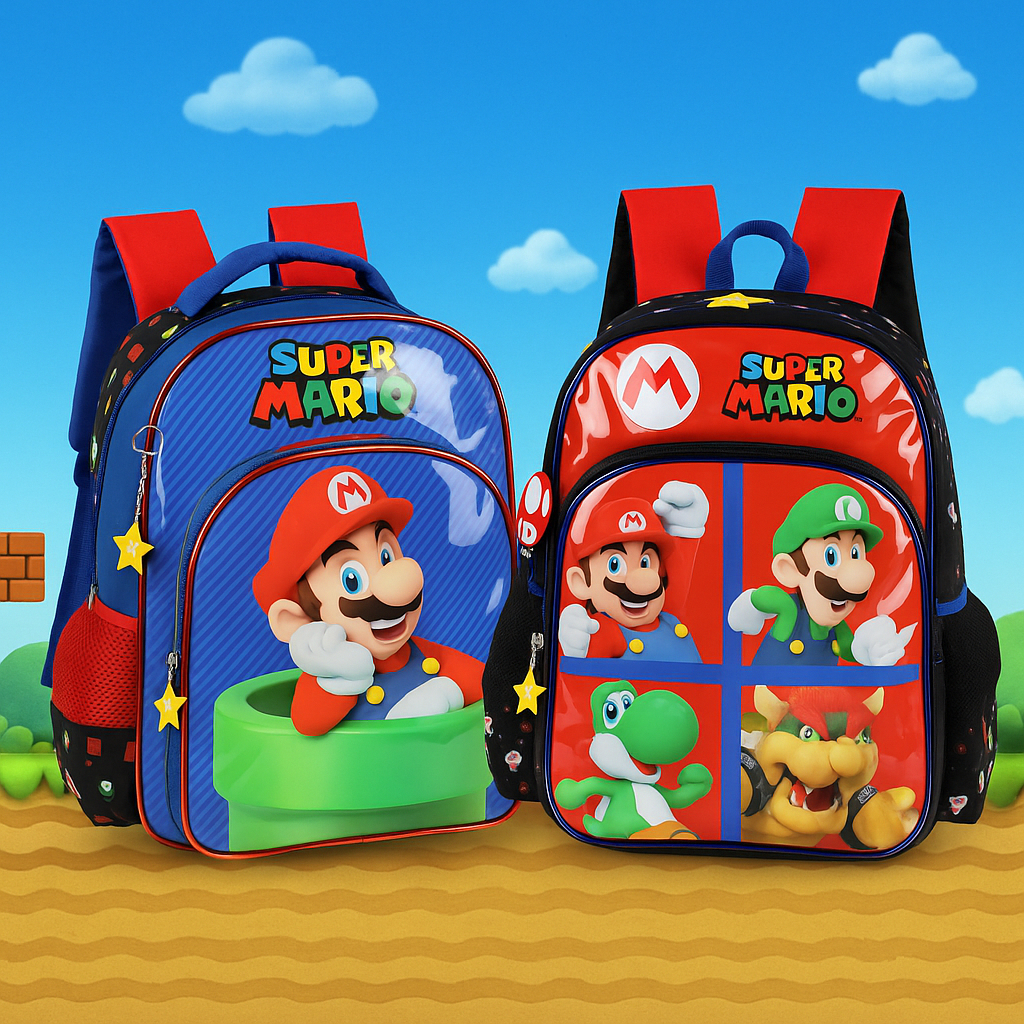 🍄 Mochila Escolar Super Mario – Modelos Oficiais Luxcel 🍄 | SUPER NINTENDO
