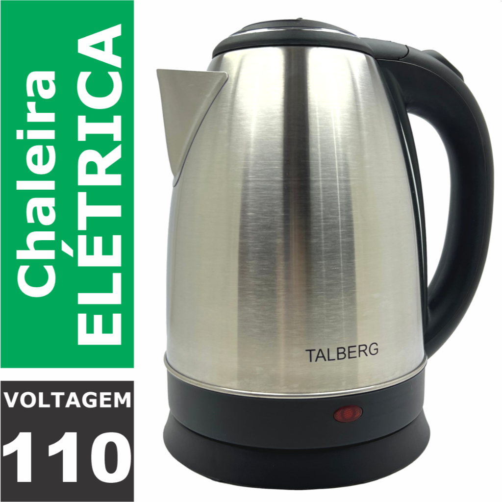 Chaleira Elétrica Jarra Garrafa Living Aço Inox 1,8 Litros 1000w Potência Desliga Automatico (110V)