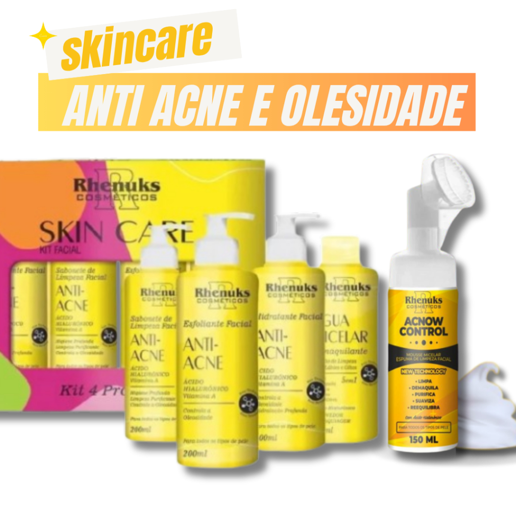 Kit Skincare Anti Acne Rhenuks + Mousse Micelar Acnow control 150ml Rhenuks