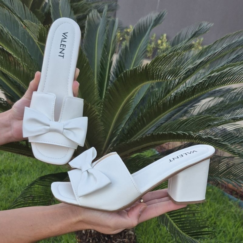 Tamanco Feminino Sandalia Salto Bloco com Laço Confortavel Salto Grosso Festa Macio em Oferta na Shopee