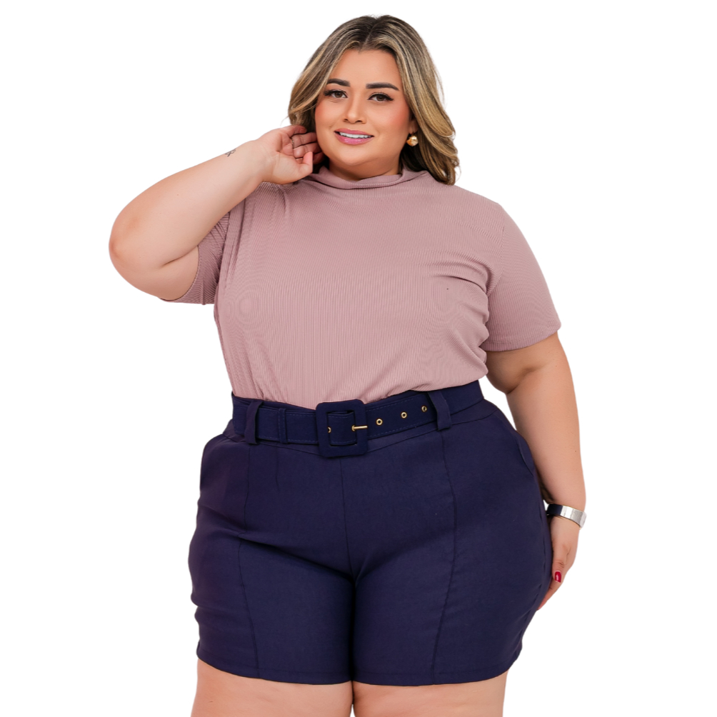 Blusa de Malha Gola Alta PLus Size Feminina
