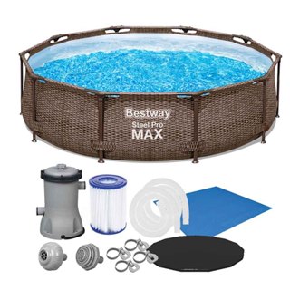 Piscina Estrutural 4678L Circular Deluxe + Filtro 110V ou 220V + Capa + Forro Bestway em Oferta na Shopee