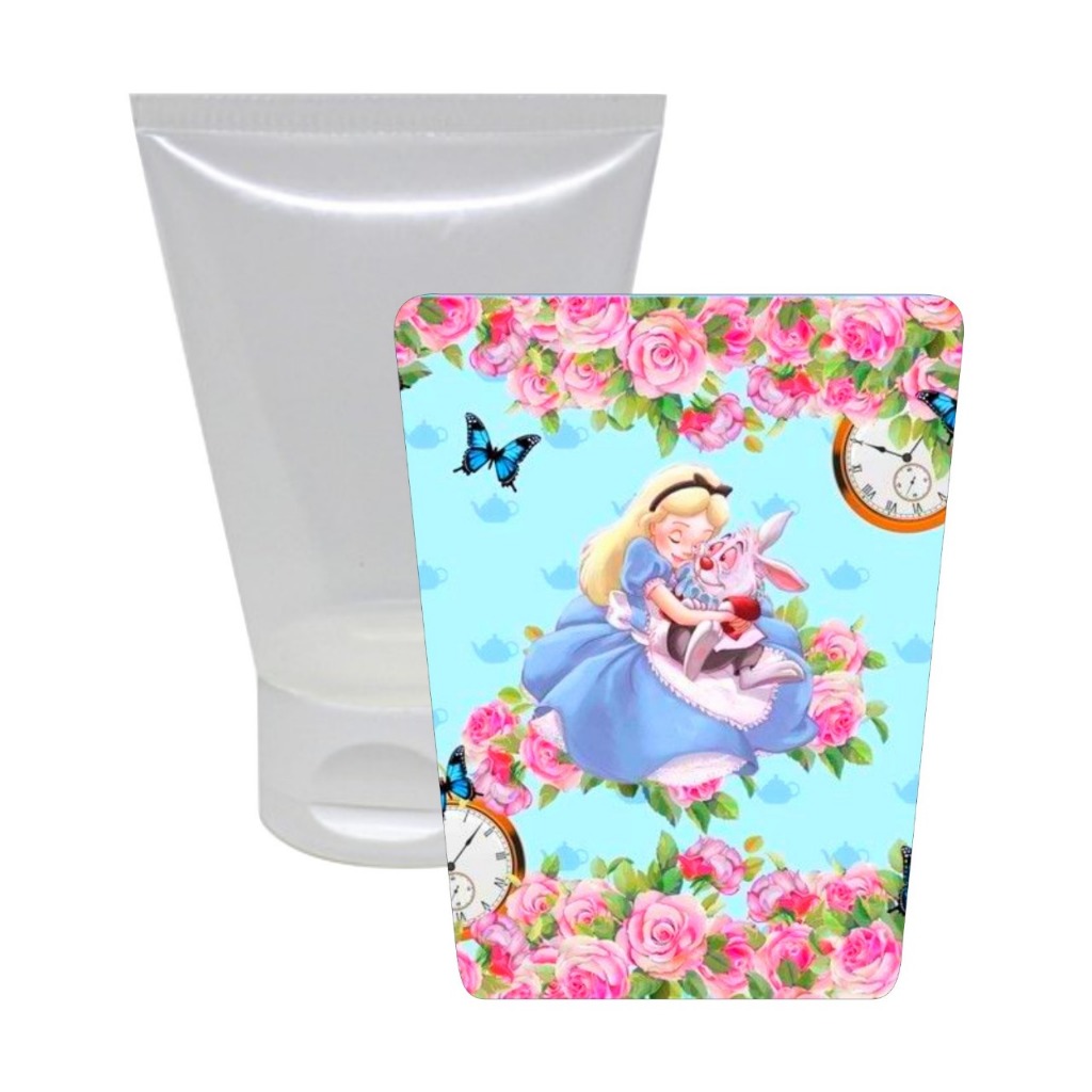 Bisnaga 30ml + Adesivo Alice AQUARELA VÁRIAS CORES - Lembrancinha Festa Brigadeiro Álcool Gel