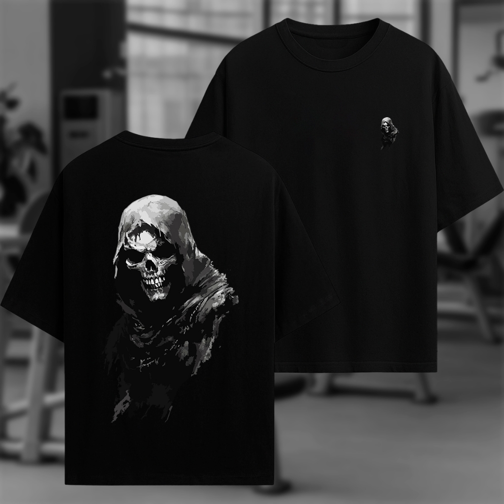 Camiseta Oversized Ou Básica Caveira Ceifador Streetwear Underground Diversas Cores PP ao G1