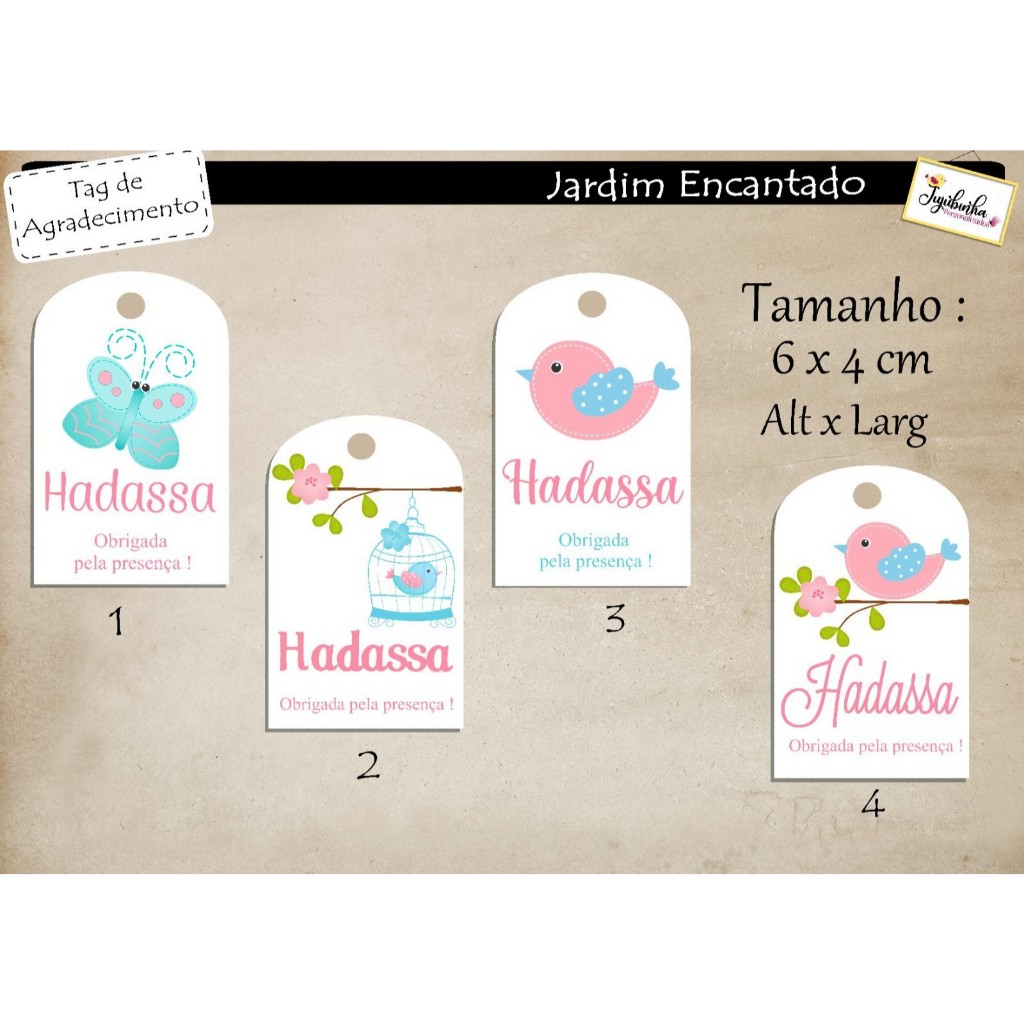 TAG LEMBRANCINHA ADESIVA- JARDIM ENCANTADO - TAG DE AGRADECIMENTO - TAG COM FURO - PERSONALIZADOS -FESTA- ANIVERSÁRIO
