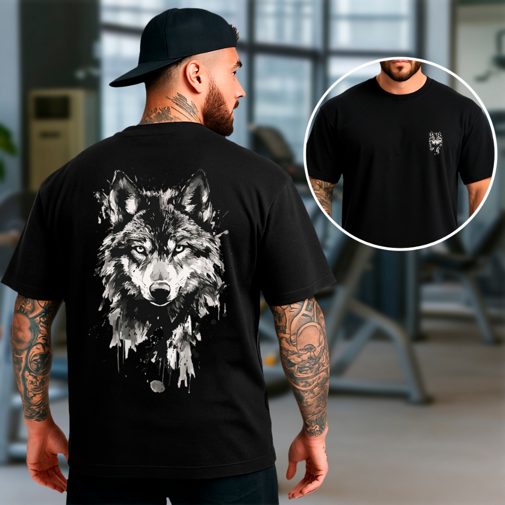 Camiseta Basica Ou Oversized Lobo Realista Streetwear Masculina Blusão Para Treino Academia Gym em Oferta na Shopee