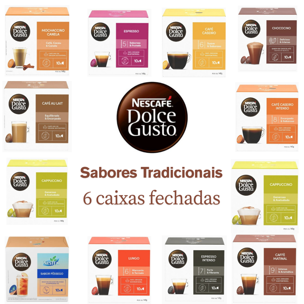 DOLCE GUSTO KIT 60 Cápsulas de Café Nescafé Escolha seus Sabores TRADICIONAIS em Oferta na Shopee