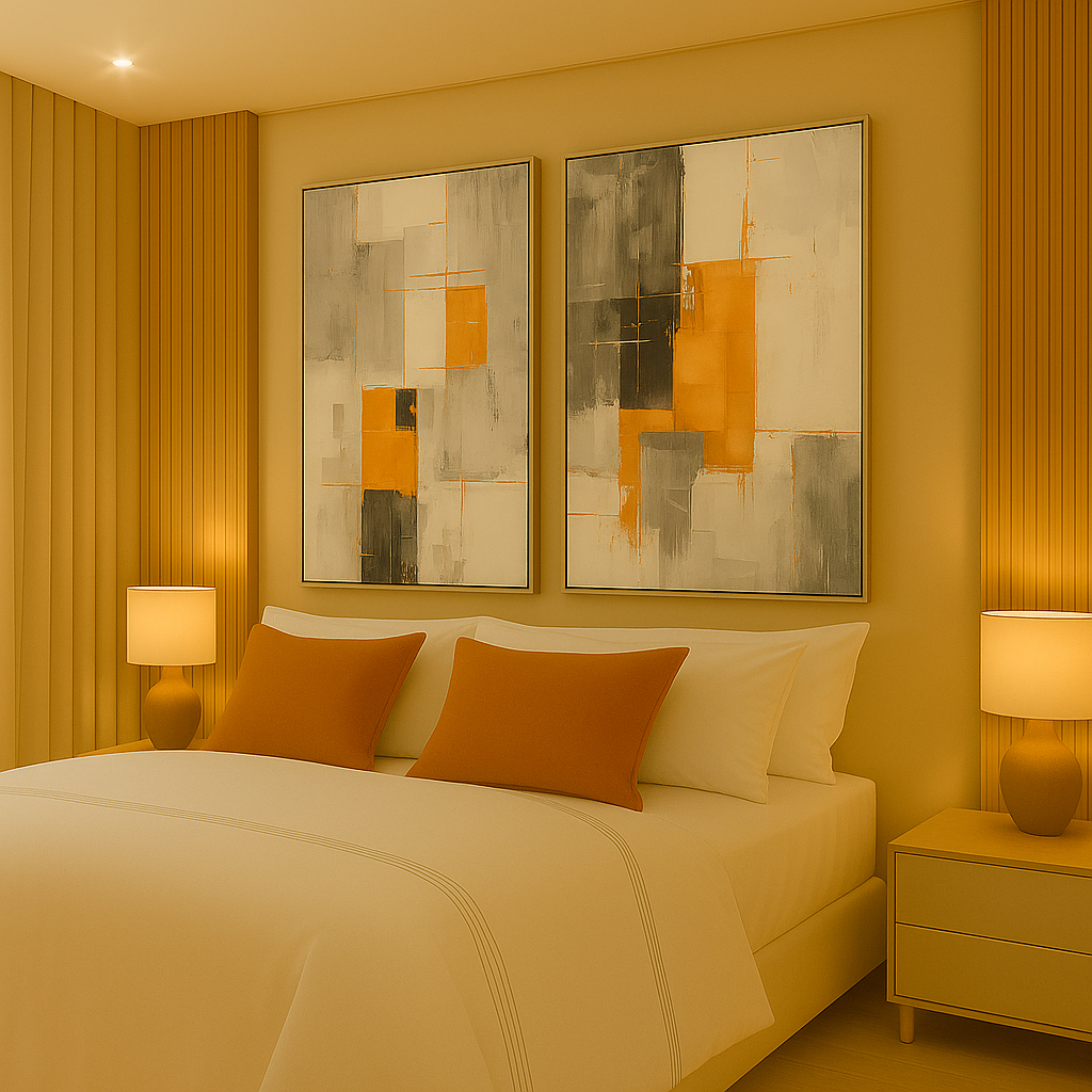 Kit 2 Quadros Decorativos Com Moldura e Vidro Para Sala Quarto Escritório Hall