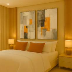 Kit 2 Quadros Decorativos Com Moldura e Vidro Para Sala Quarto Escritório Hall