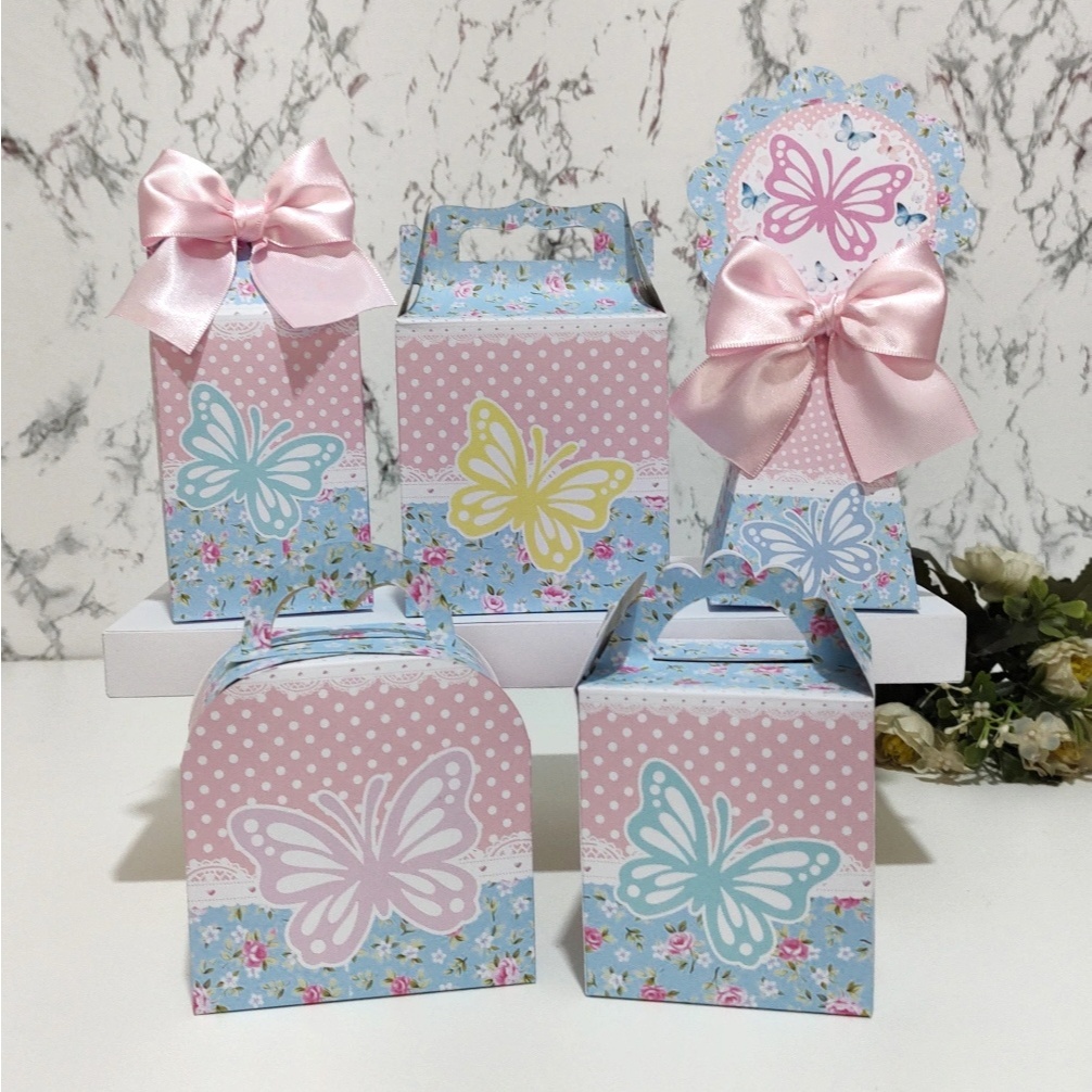 Kit Pegue e Monte Borboletas Jardim Encantado das Borboletas Lembrancinhas Personalizadas Caixinhas