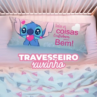 Travesseiro De Corpo+Fronha Com Ziper Xuxinho Enchimento De Flocos Personalizado 0.90x0.30cm Stitch em Oferta na Shopee