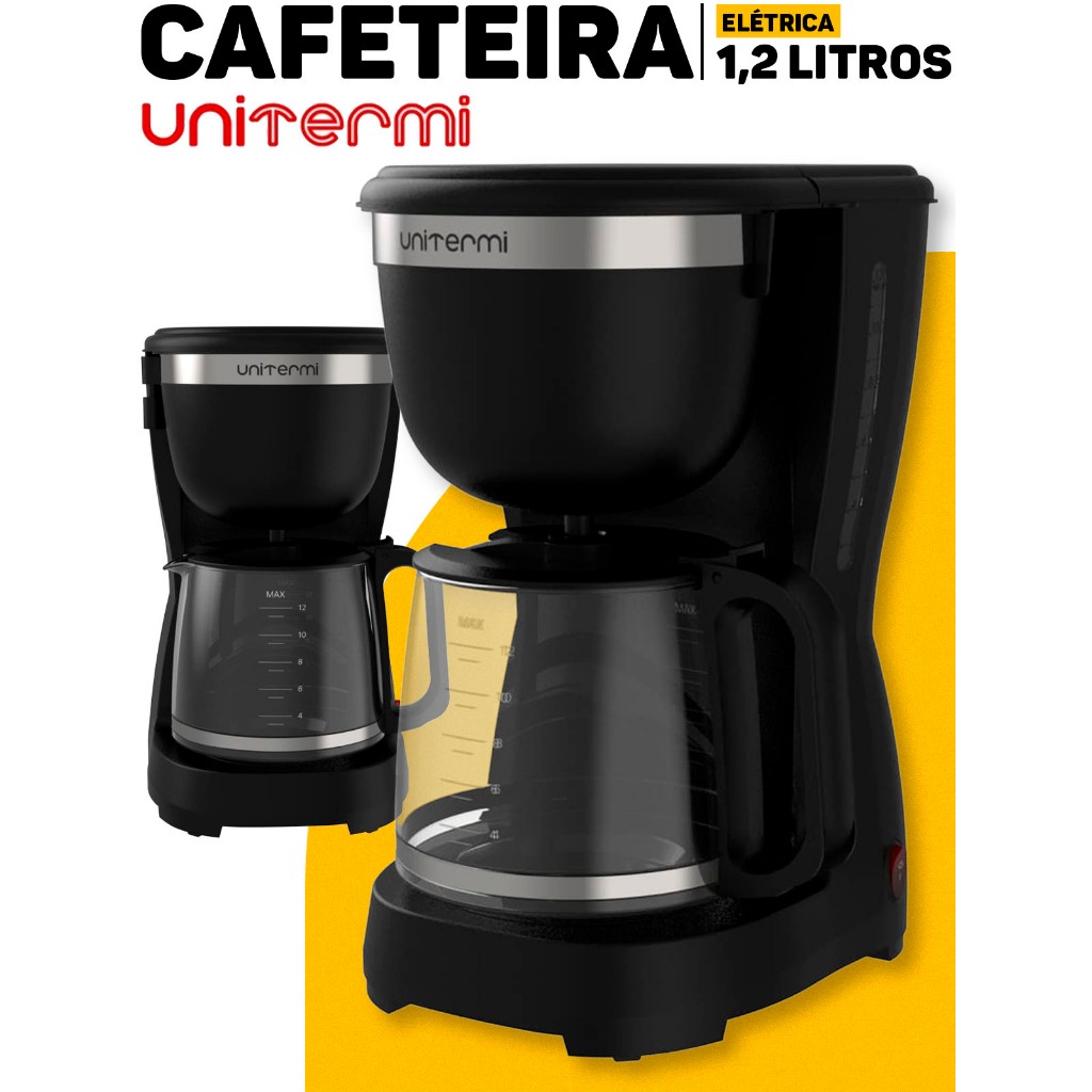 Máquina De Café Cafeteira Elétrica 1,2 Litros Jarra Vidro 32 Xícaras Mantém Café Quente Preto Inox - Home Appliances