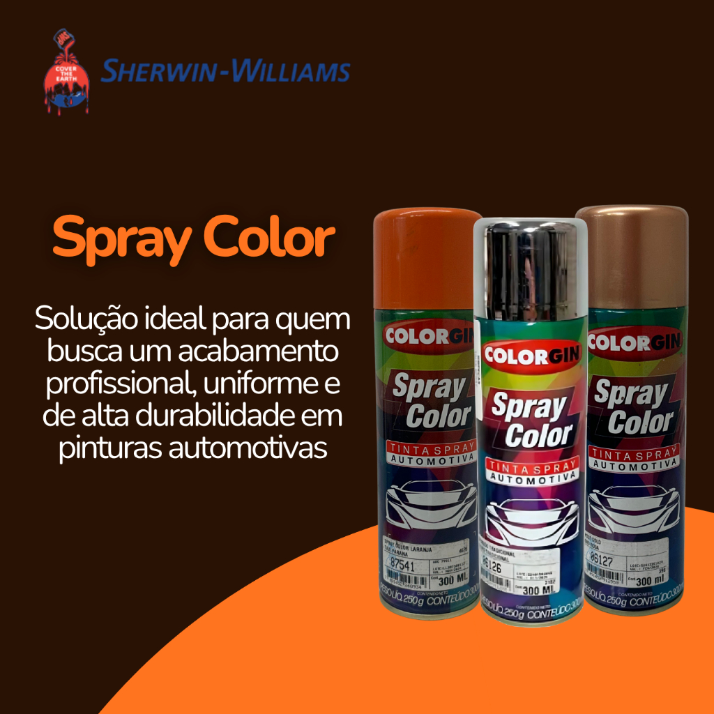 Detalhes do Tinta Spray Color Automotivo Colorgin 300ml Laran/Rose/Croma