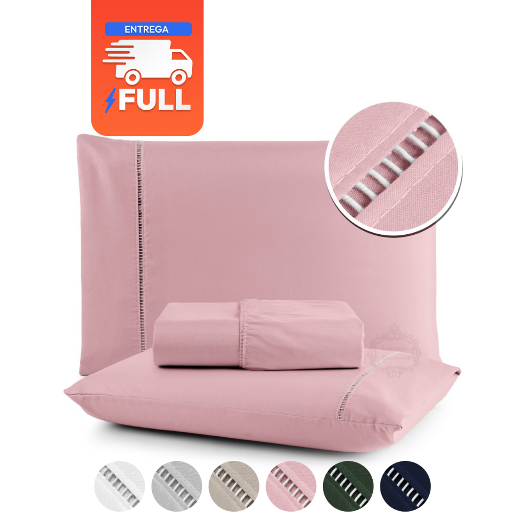 Lencol De Cama Solteiro Casal Queen King Fronha 400 Fios Micropercal Flex Toque Macio Ponto Palito