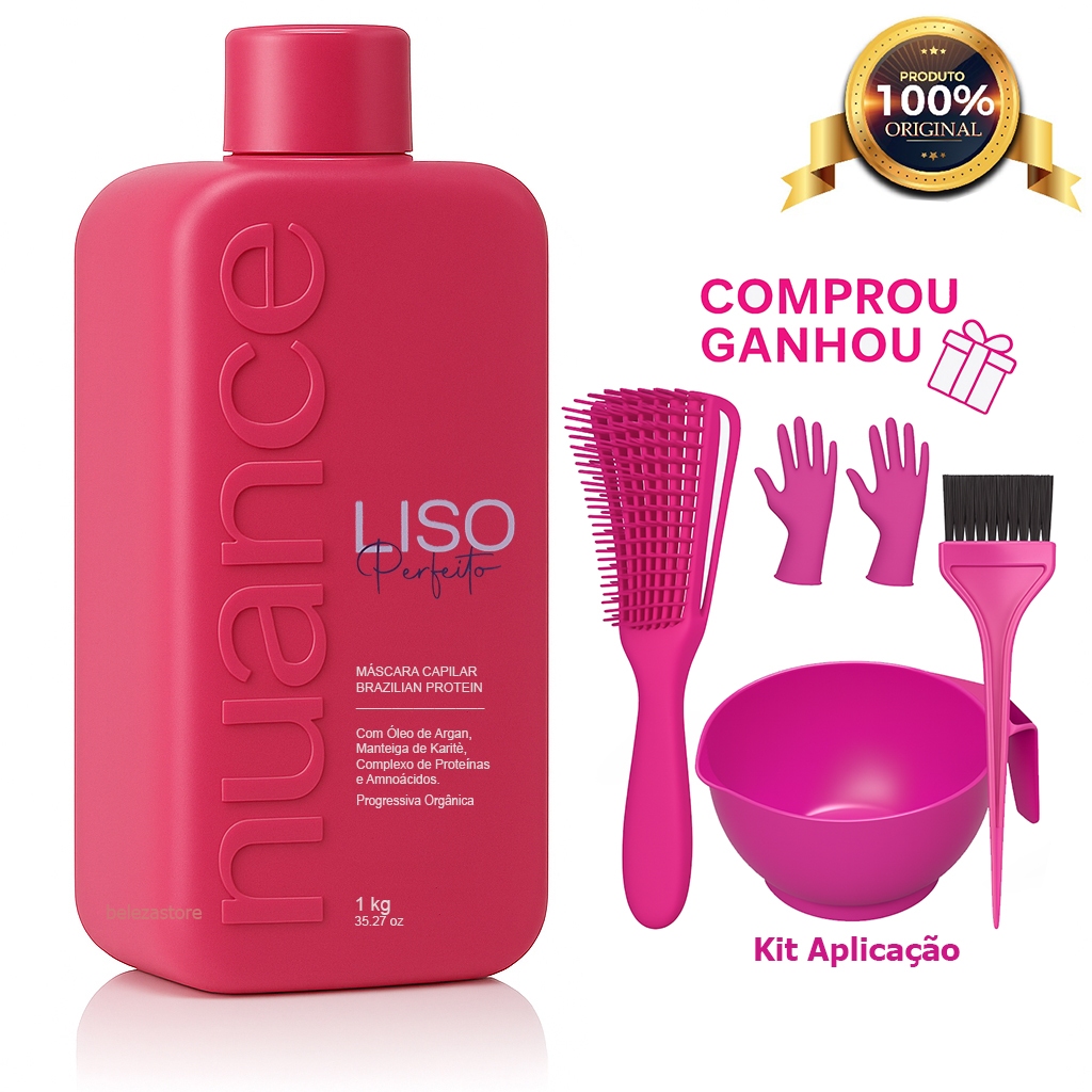 Liso Perfeito Progressiva Orgânica 1 Litro Nuance + Kit Aplicação Grátis