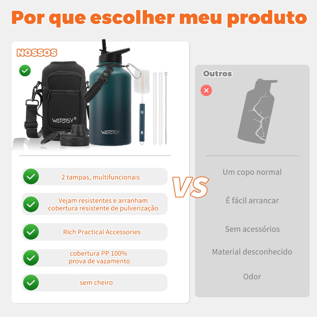 WATERSY 1200ml 40 Oz Garrafa Térmica liso espacial Quente & Frio Com Isolamento Térmico · foto 2