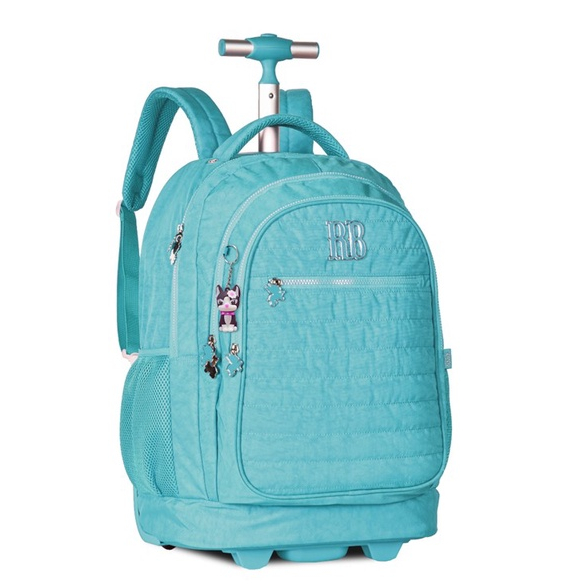 Mochila Escolar Rebecca Bonbon 2em1 Costas Rodas Verde água