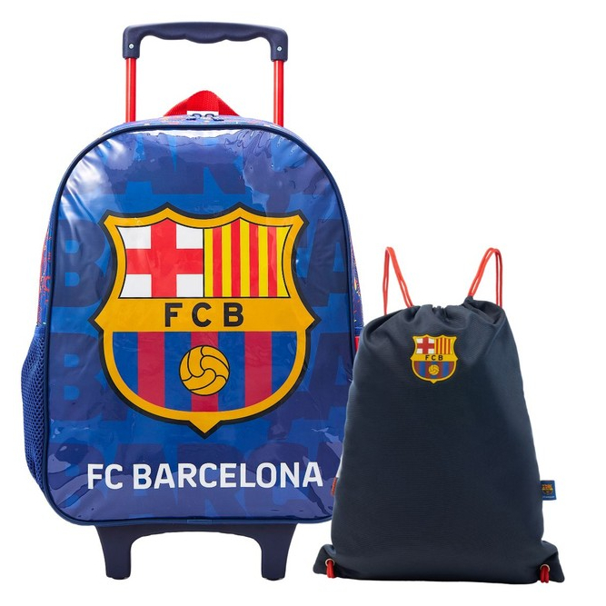 Kit Mochila Rodinha + Estojo + Mochila Saco Barcelona