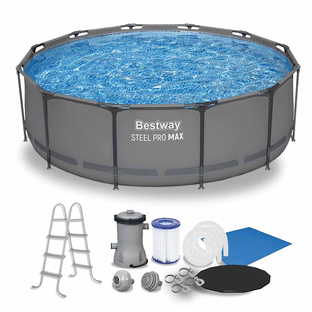 Piscina Estrutural 9150 Litros Premium + Bomba Filtrante + Escada + Capa + Lona Bestway em Oferta na Shopee