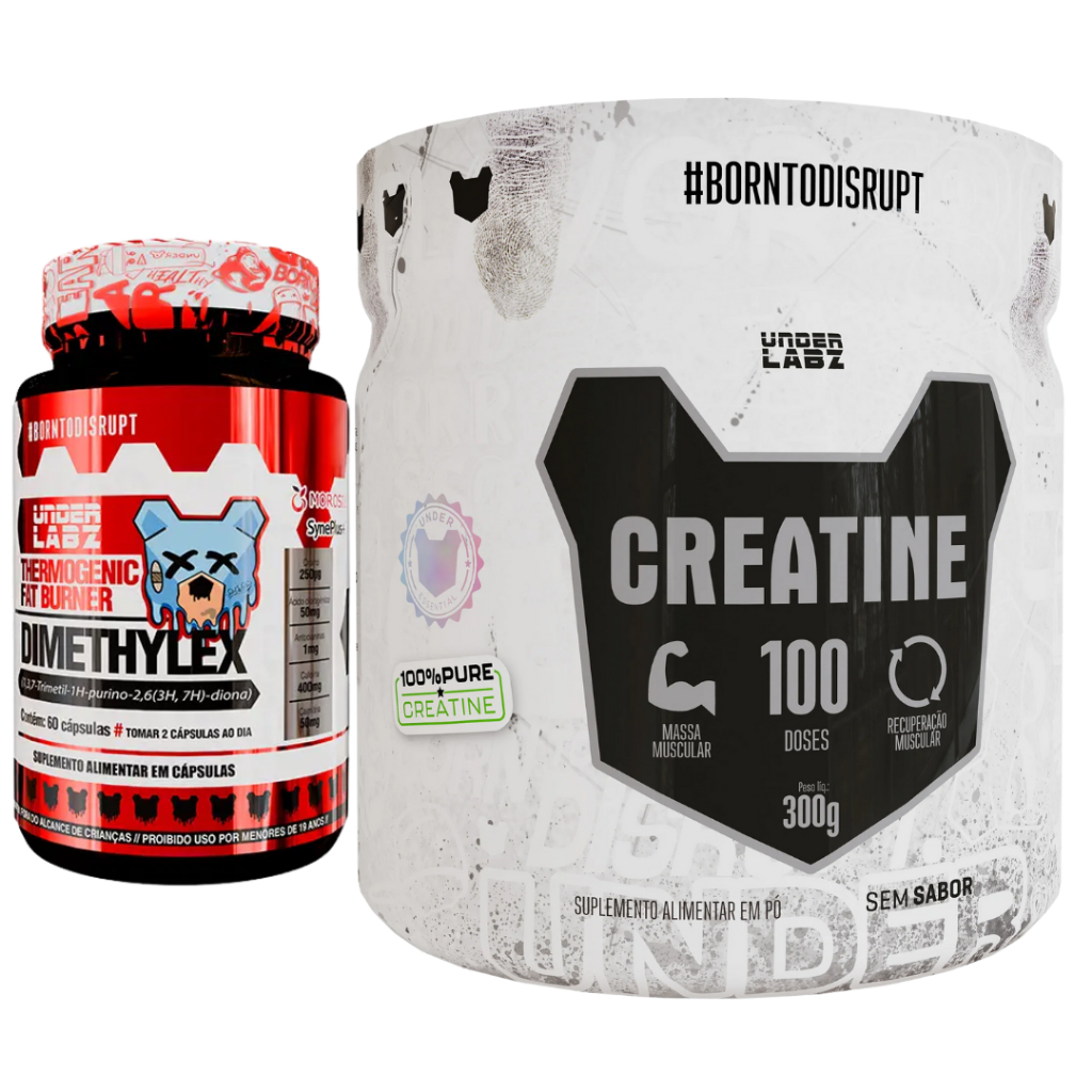 Dimethylex 60 Cápsulas + Creatina 300g Under Labz Materia Prima Alemanha