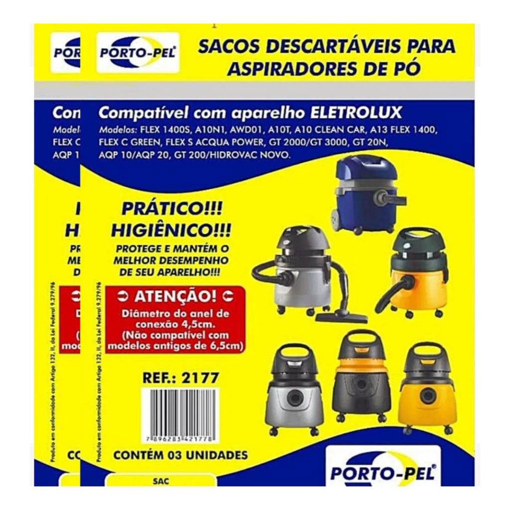 kit 6 sacos p/ aspirador Pó Electrolux Flex1400 Awd01 Aqp20 referencia 2177