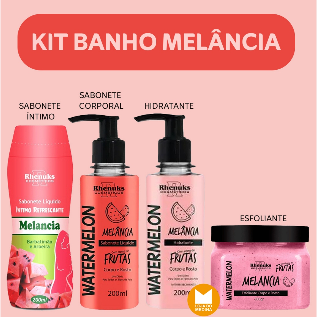 KIT BANHO - SABONETE + ESFOLIANTE + HIDRATANTE -  MELANCIA - RHENUKS