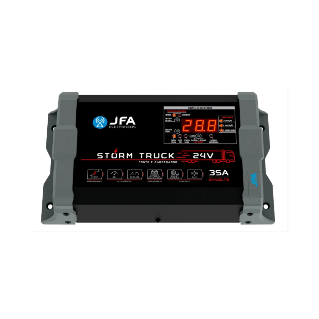 Fonte Carregador JFA Storm Truck 35a 24v Caminhão Ônibus Motorhome