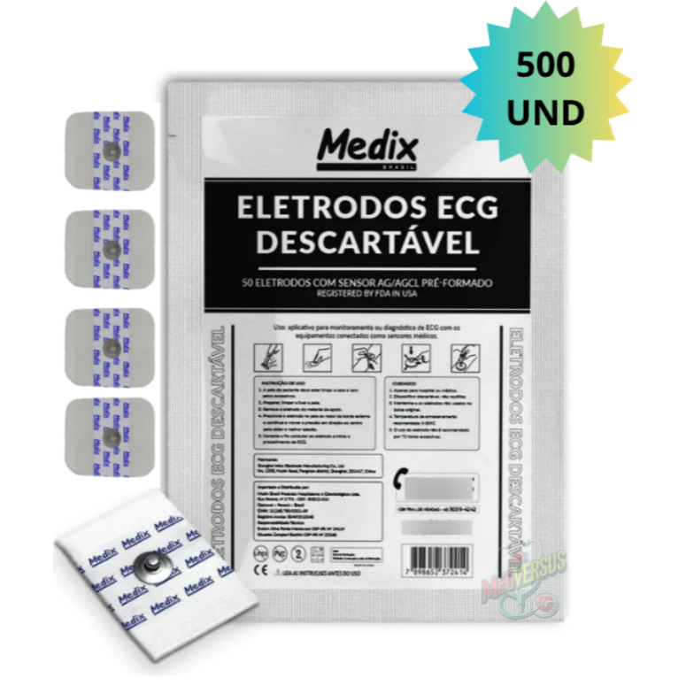Eletrodo Ecg para monitoração cardíaca Adulto kit c/500 Unidades - Medix