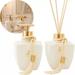 Kit Vidros Lavabo Branco Luxo C/ Enfeite Difusor E Sabonete