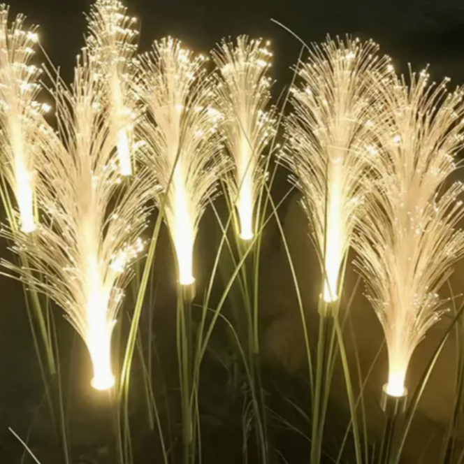 Luminaria de Jardim Solar Cana de Bambu Fibra de Led Decoração de Jardim e Varanda Luz Decorativa