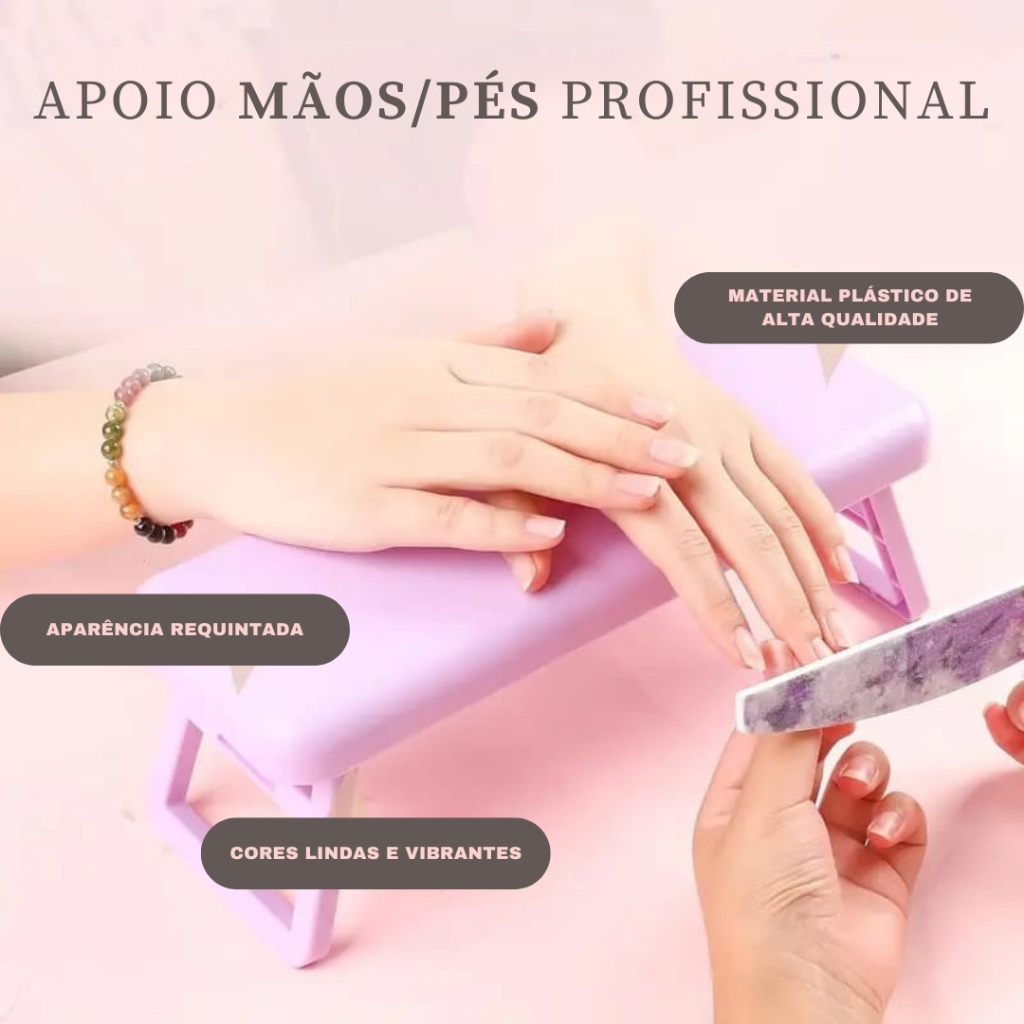 Apoio de Mão/Pés *PLÁSTICO* Alongamento de Unhas Nail Designer - Portátil e Ergonômico - SQ7025