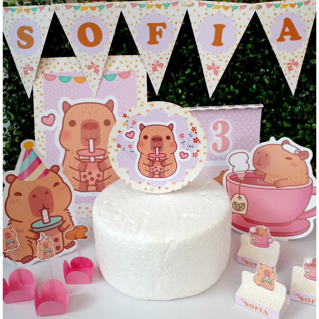 KIT FESTA É Só Um Bolinho Capivara Personalizado/ Festa em Casa/ Decoração Aniversário/ Lembrancinhas Personalizadas