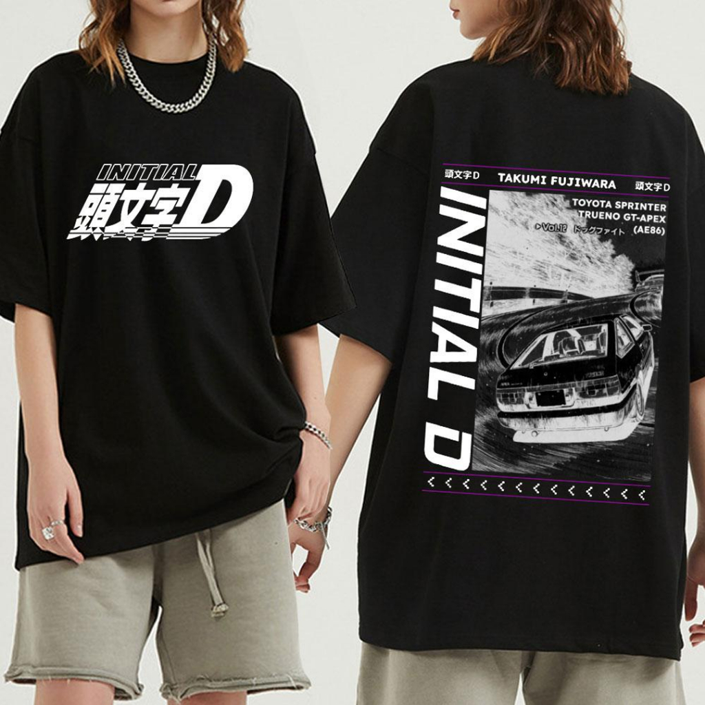 Camiseta Algodão Anime Drift AE86 Initial D Double Sided em Oferta na Shopee