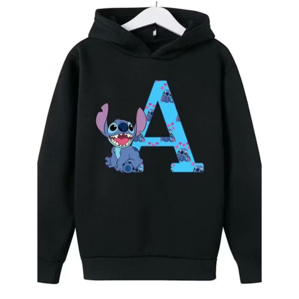 Blusa Moletom Letras Do Alfabeto Canguru Com Capuz Stitch Letter ABCD Casaco Unissex
