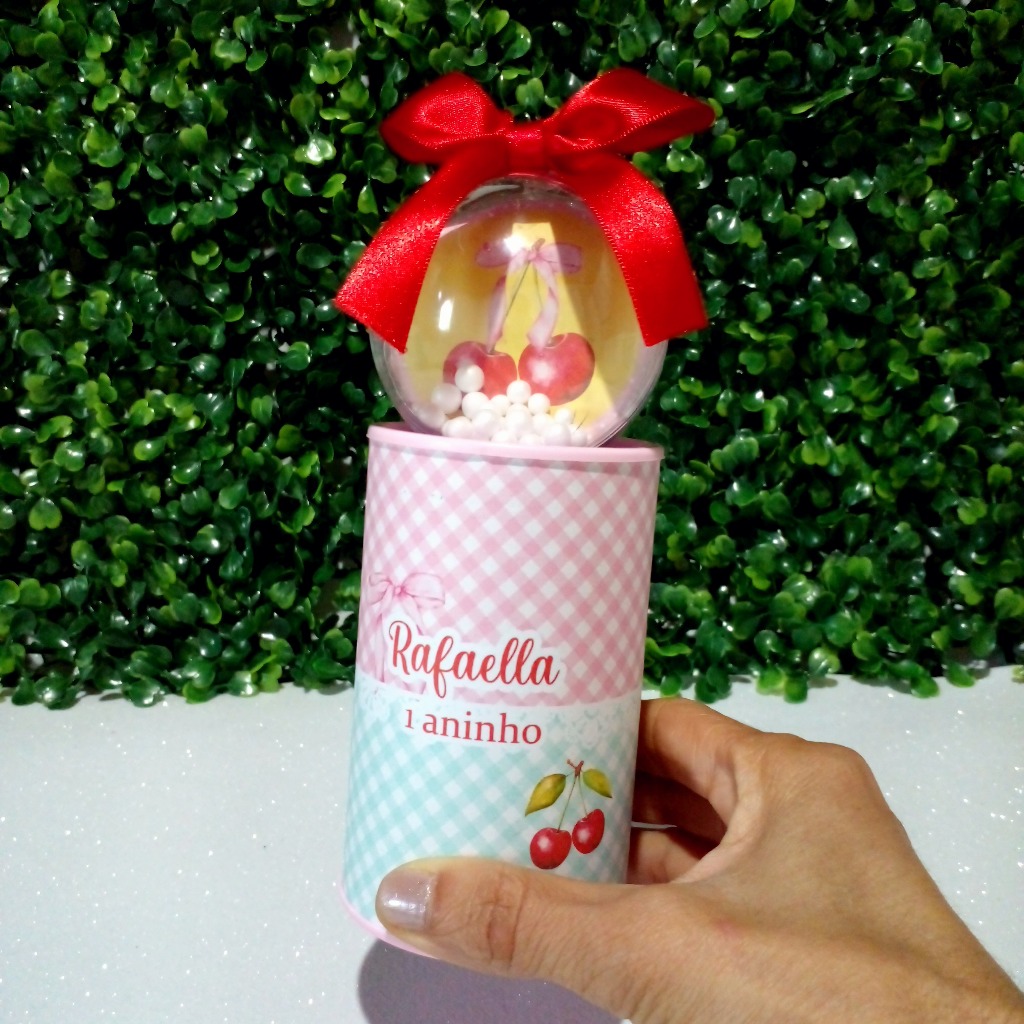 Cofrinho com Esfera Personalizado Cereja / Lembrancinha Cerejinha / Decoração/ Festa Cereja
