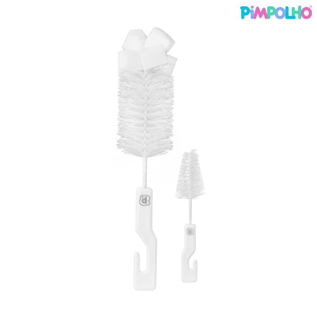 Kit Higienizador De Mamadeiras Com Esponja C/2 Unidades Unissex Pimpolho - Branco em Oferta na Shopee