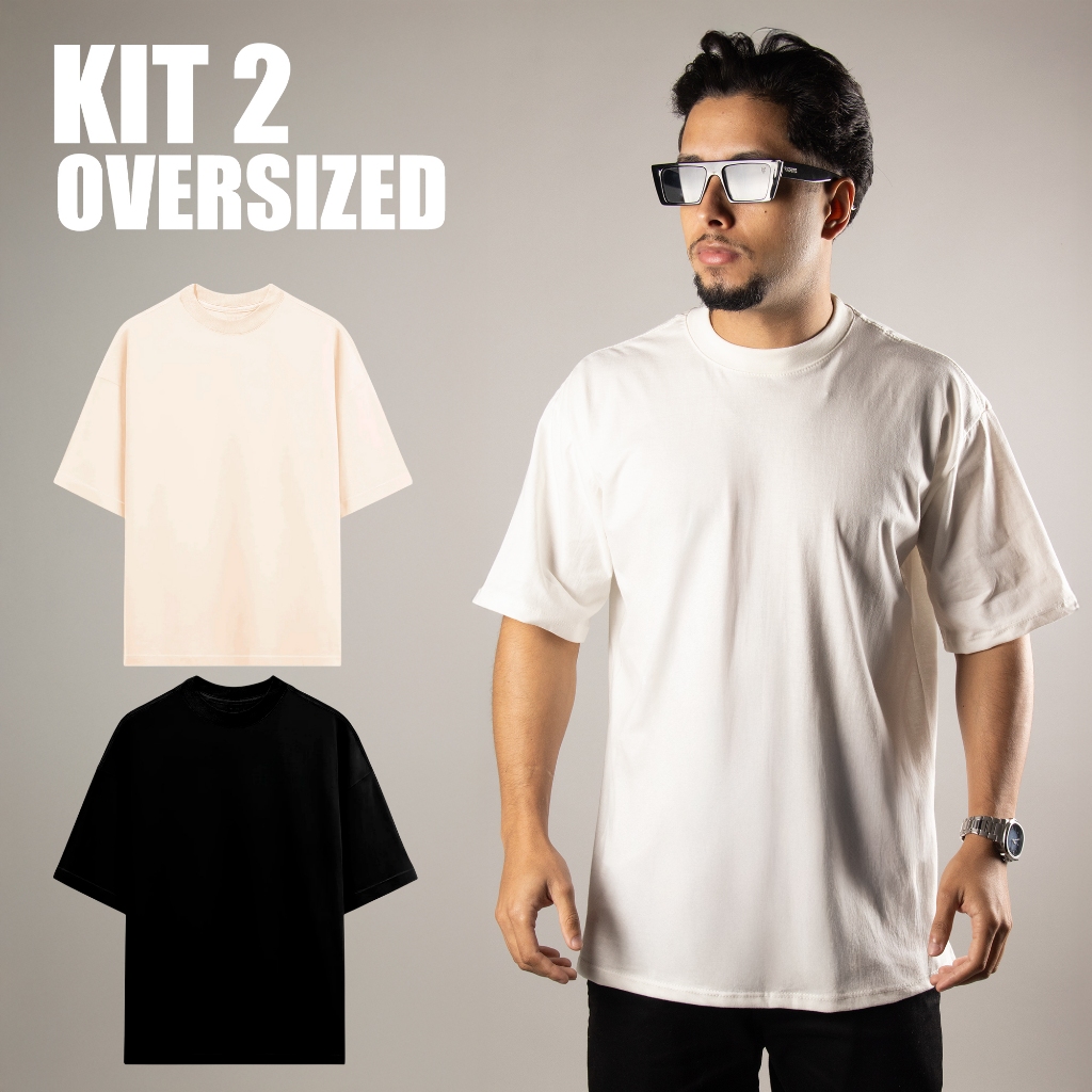 Kit 2 Camisetas Oversized 100% Algodão Premium Streetwear Oversized Lisa Urban Style Lisa Basica
