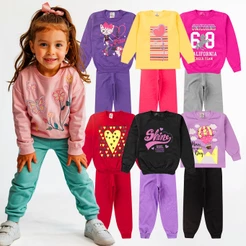 Kit 10 Peças Conjunto Moletom Infantil Menina Inverno 1 ao 14 Feminino Manga Longa