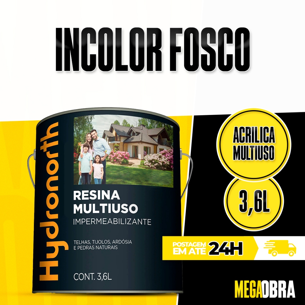 Resina Multiuso Impermeabilizante Fosca Telhas Muros de Pedra Concreto Incolor 3,6L Hydronorth em Oferta na Shopee