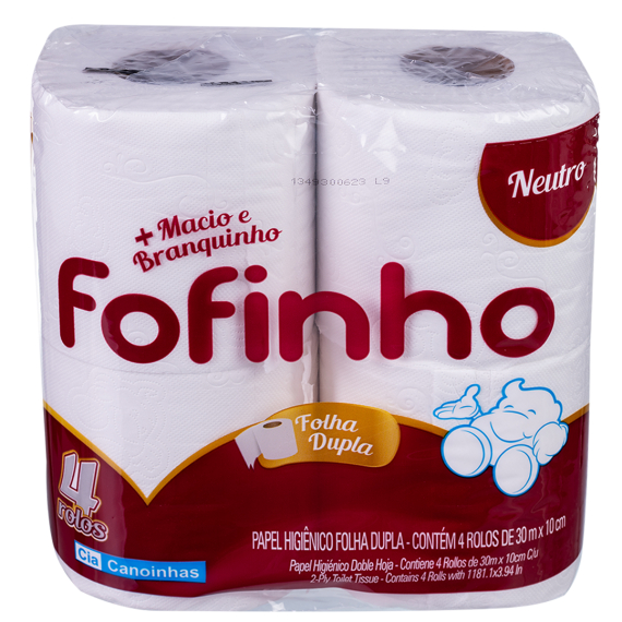 4 Rolos de Papel Higiênico 30m Fofinho - Folha Dupla Macio e Branquinho Higiene e conforto Barato