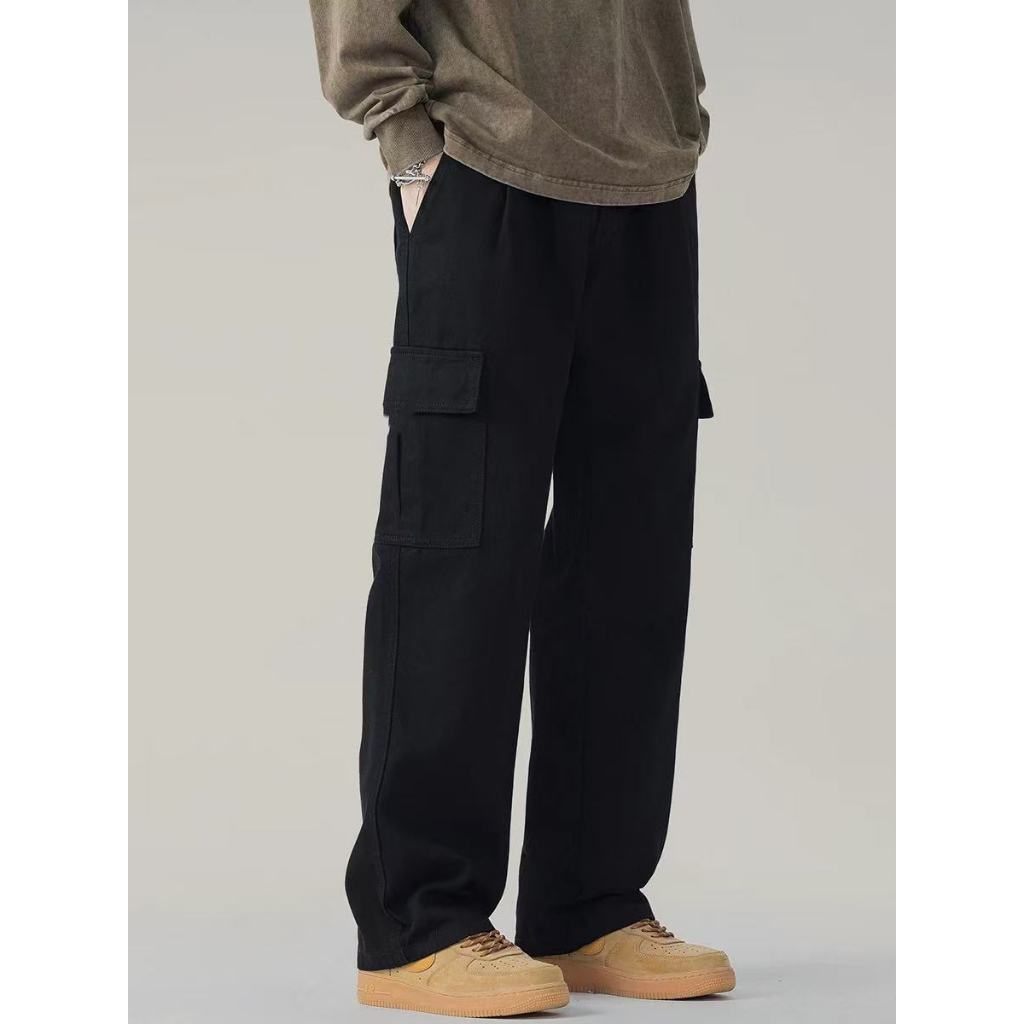 Calça Cargo Masculina Estilo Streetwear — Bolsos Grandes, Perna Larga, Moda Casual P AO GG