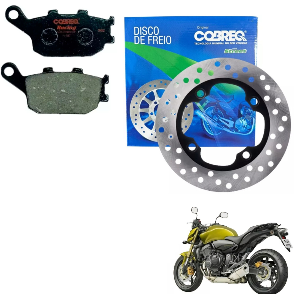 Disco Freio Traseiro + Pastilha Honda Hornet 2008 2009 2010 2011 2012 2013 2014 2015 Cobreq C/ABS