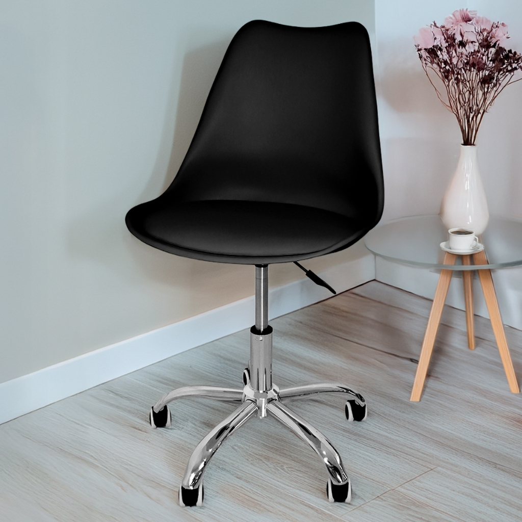 Cadeira Para Escritório Secretária Com Base Giratória Estofada Ícaro Home Office