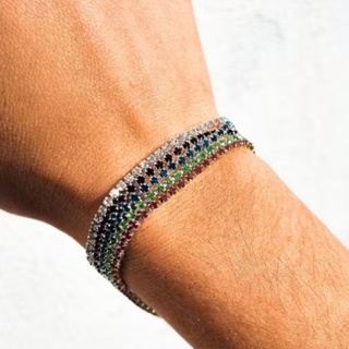 Kit com 3 Pulseiras Riviera Colorida | Folheada a prata 925 | Ajustável com acabamento Brilhante em Oferta na Shopee