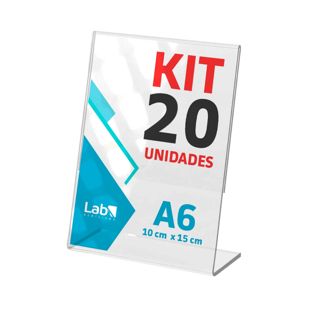 Lote 20 Displays A6 em Acrílico Cristal – Suporte Vertical para Preço, Informativo ou QR Code