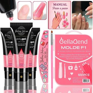 Kit Polygel Completo com 3 Poligel + Moldes F1+ Lixa + Pincel para Alongamento de Unhas Profissional em Oferta na Shopee