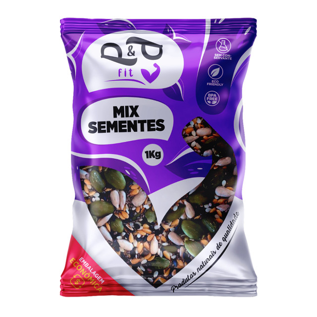 Mix de Sementes Chia Girassol Abobora Linhaça Dourada e Marrom 1Kg
