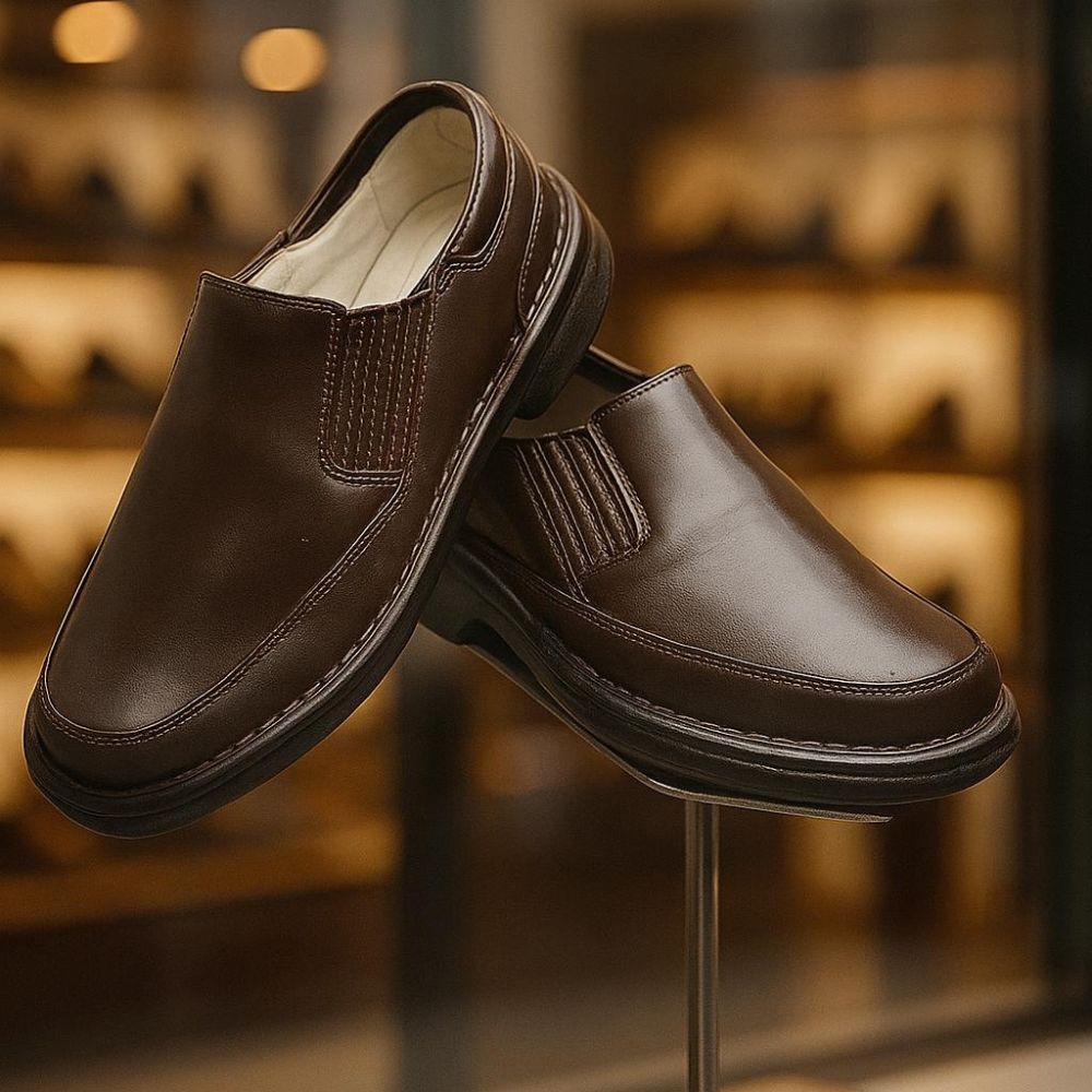 Sapato Social Masculino Em Couro Legitimo Ortopédico Confort