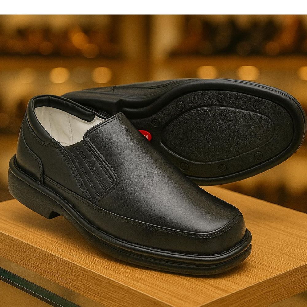 Sapato Social Masculino Em Couro Legitimo Ortopédico Confort
